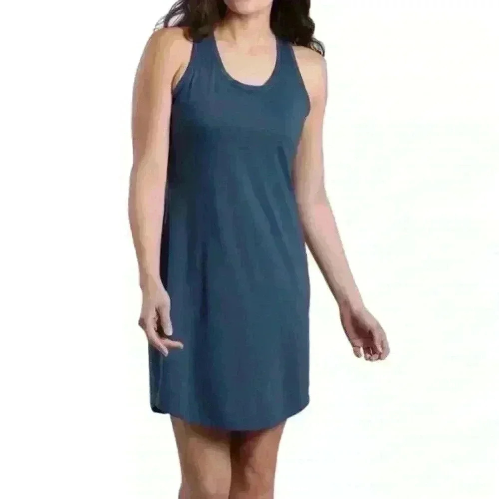 Kuhl EUC Adeline Blue Performance Dress Crew Neck Racer Back Size Small Pockets